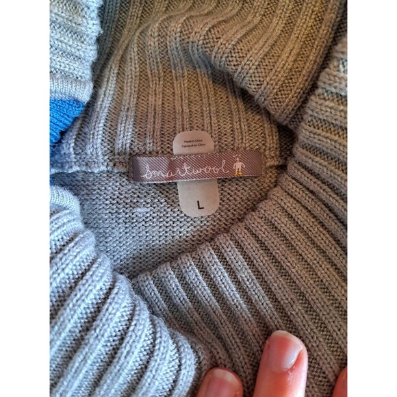 Smartwool Isto Sport Heather Grey with Blue Accent Mock Neck Sweater Size Large - Picture 10 of 13
